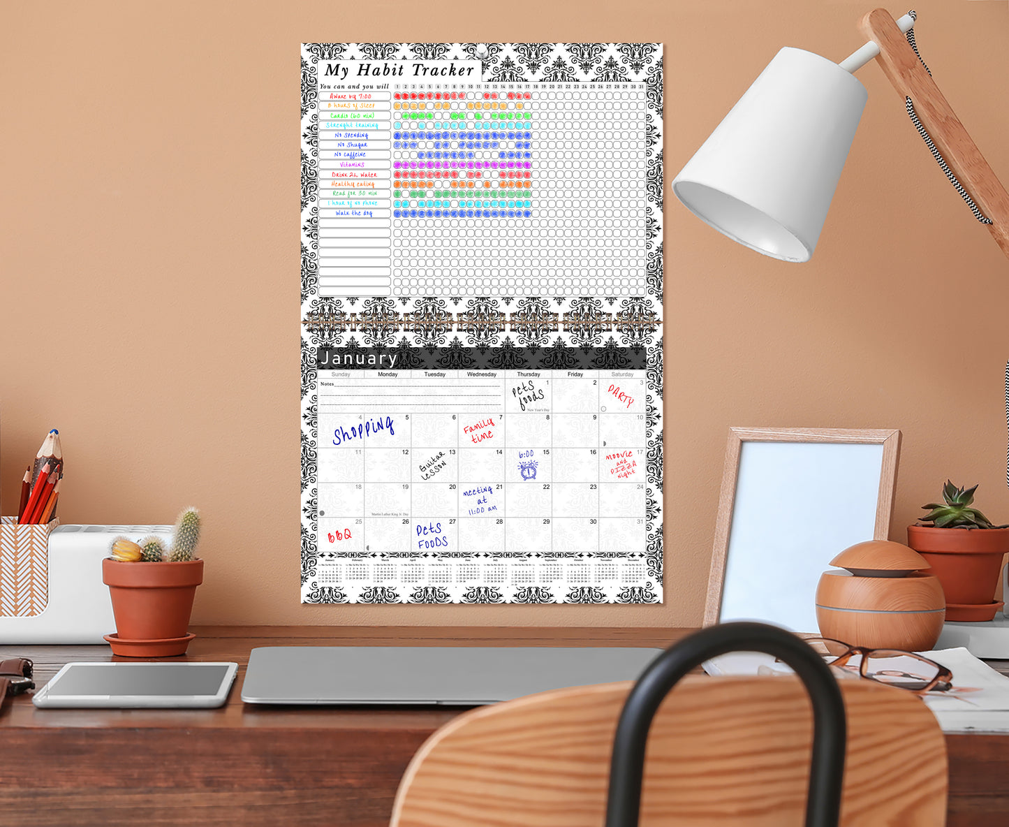 2027 Monthly Desktop/Wall Calendar/Planner - Habit Tracker - (Edition #08)