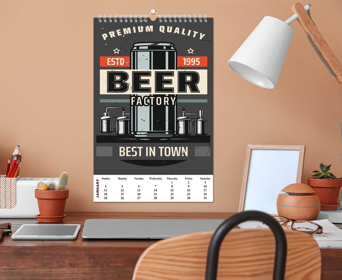 2027 Wall Oversized Art Poster Calendar Spiral-bound Twin-Wire Binding- Beer
