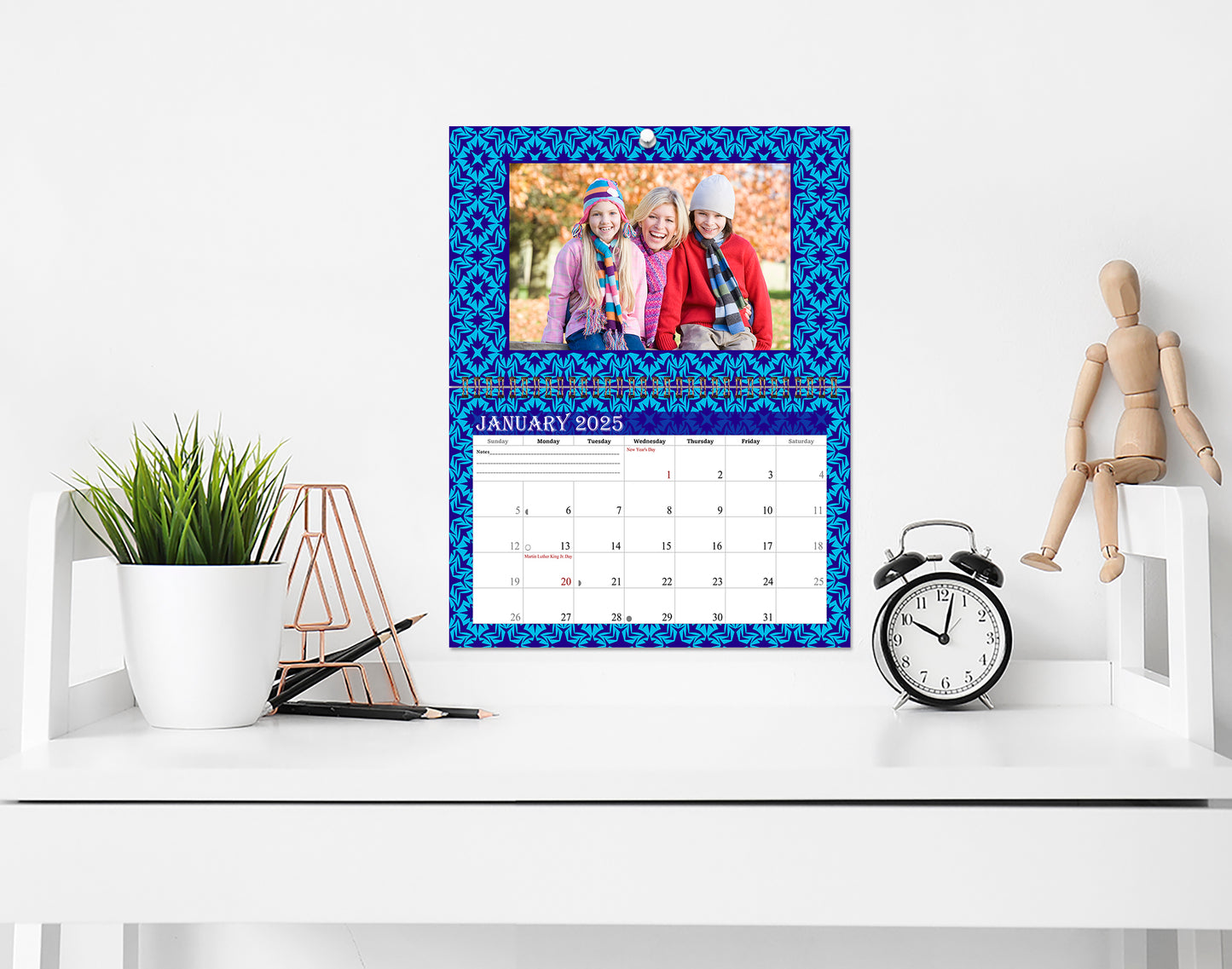 2025 Photo Frame Wall Spiral-bound Calendar (Add Your Own Photos) - 12 Months Desktop/Wall Calendar/Planner - (Edition #07)