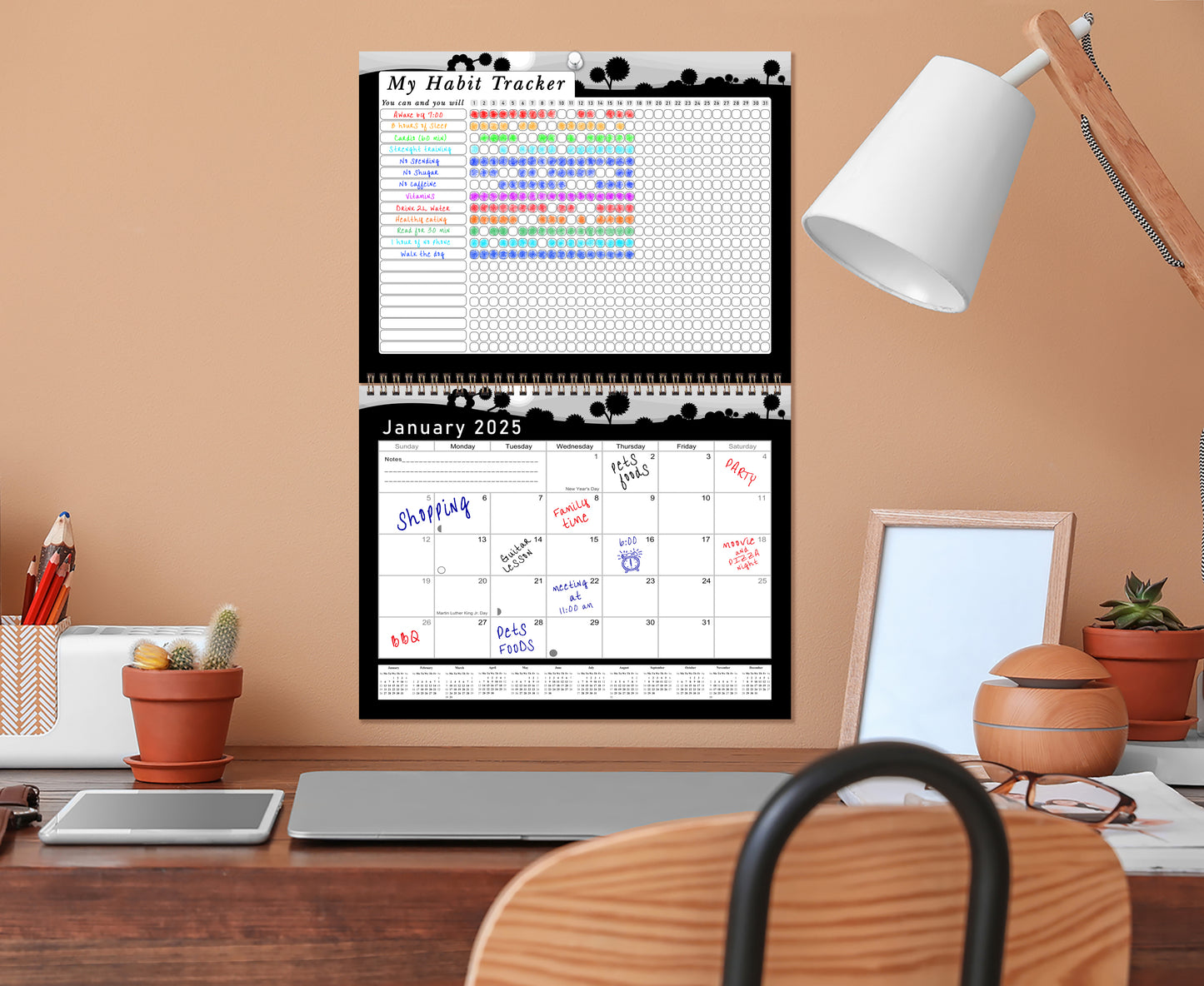2025 Monthly Desktop/Wall Calendar/Planner - Habit Tracker - (Edition #15)