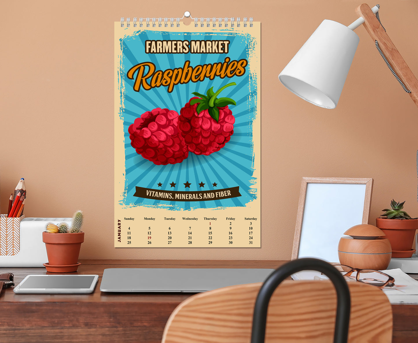 2027 Wall Oversized Art Poster Calendar Spiral-bound - Farmer Market v2