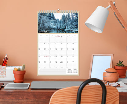 2025 Wall Calendar Spiral-bound Twin-Wire Binding - 12 Months Planner - Large Ruled Blocks with Julian Dates - (National Parks)