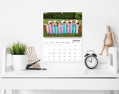 2026 Spiral-bound Wall Calendar (Puppies) - 12 Months Desktop/Wall Calendar/Planner