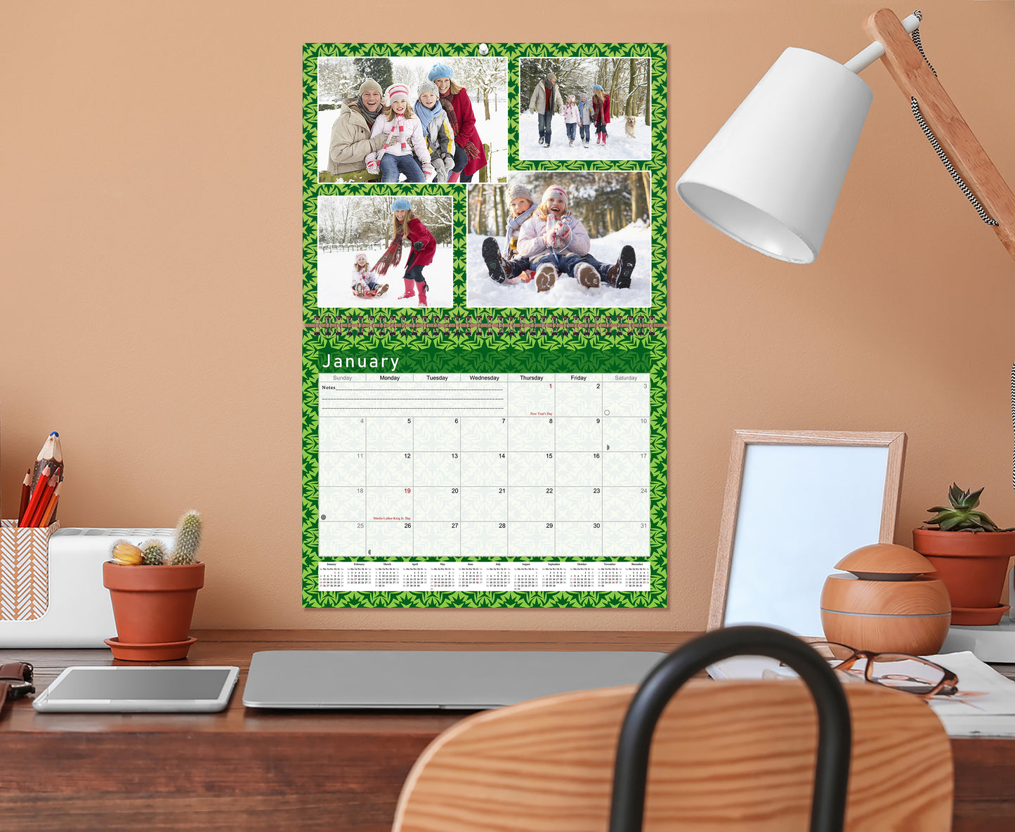 2026 Scrapbook Wall Calendar Spiral-bound (Add Your Own Photos) - 12 Months Desktop #06