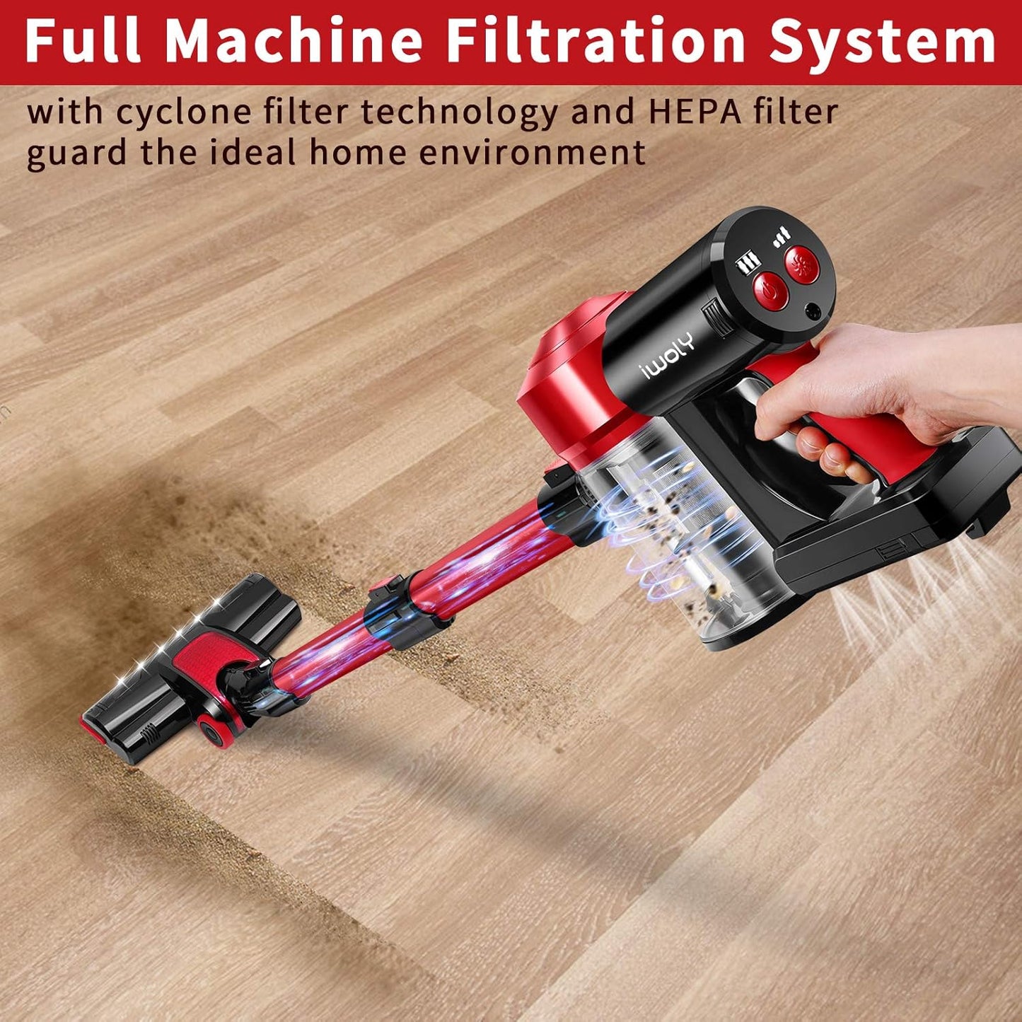 iwoly C150 Cordless Vacuum Cleaner Rechargeable with 2200mAh Detachable READ