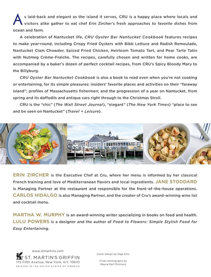 CRU Oyster Bar Nantucket Cookbook. Hardcover Book