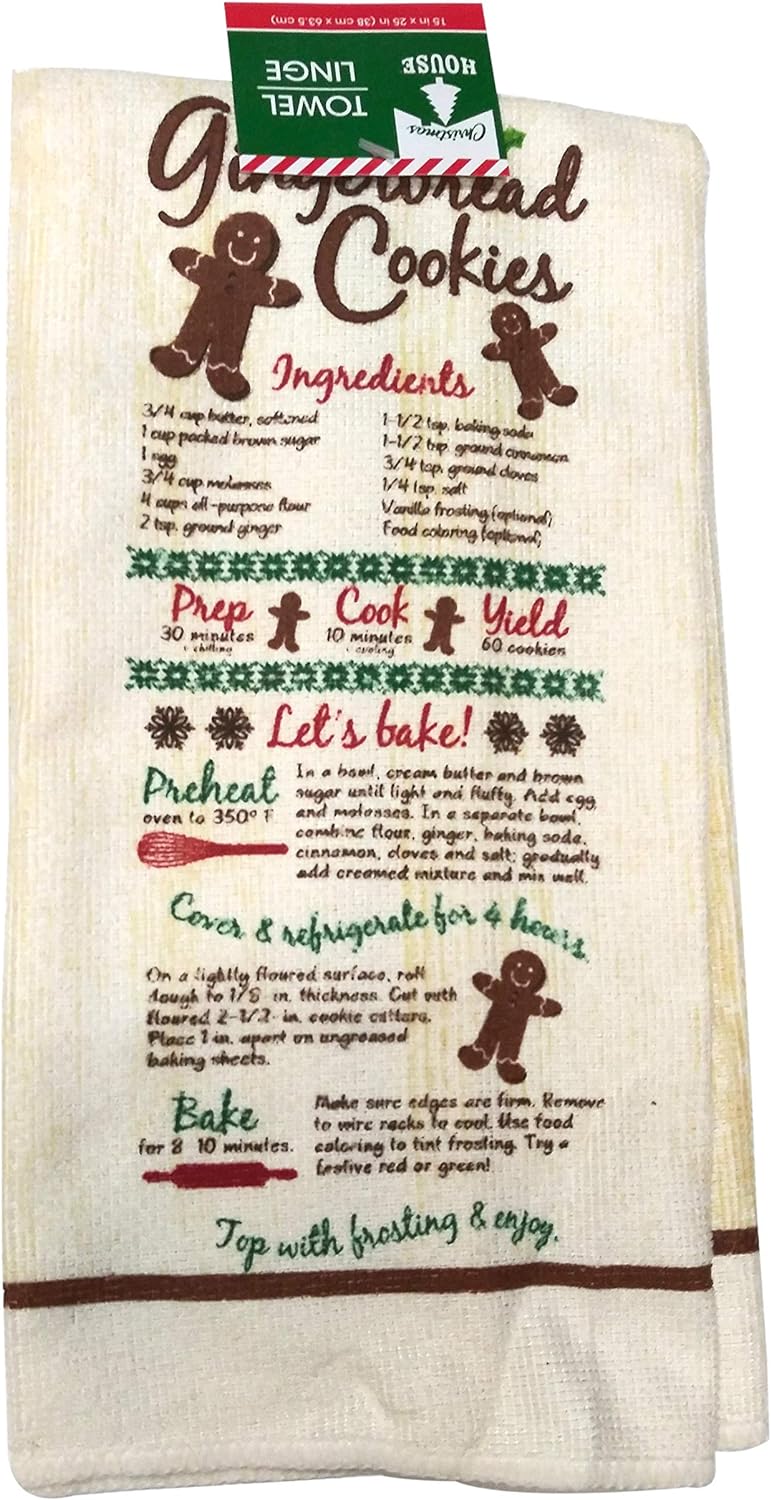 Christmas - Holiday Baking Kitchen Linen Set (6 Piece) - 2 Kitchen Towel, 2 Pot Holders, 1 Oven Mitt, 1 Magnetic Dry Erase Recipe Planner (Style 06)