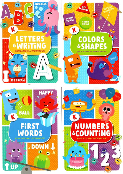 Kindergarten Educational Workbooks - Set of 4 Books - v13