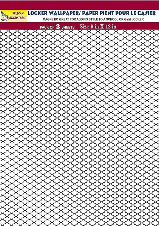 PELICAN INDUSTRIAL Magnetic Locker Wallpaper (Full Sheet Magnetic) - Black & White - Pack of 3 Sheets - v32c