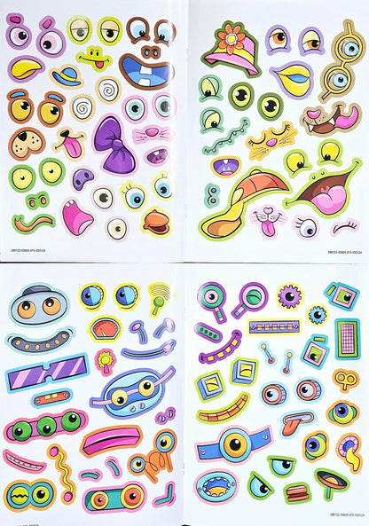 Funny Faces Sticker & Coloring Book with 50 Stickers 4-Pack (Assorted)