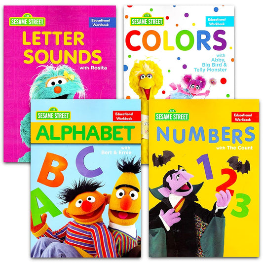 123 Sesame Street Kindergarten Educational Workbooks - Set of 4 Books