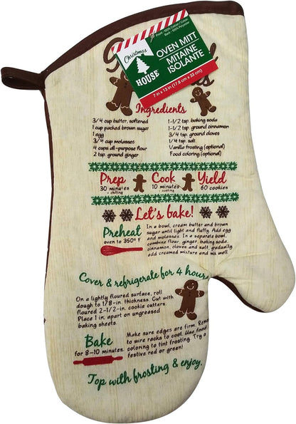 Christmas - Holiday Baking Kitchen Linen Set (6 Piece) - 2 Kitchen Towel, 2 Pot Holders, 1 Oven Mitt, 1 Magnetic Dry Erase Recipe Planner (Style 06)