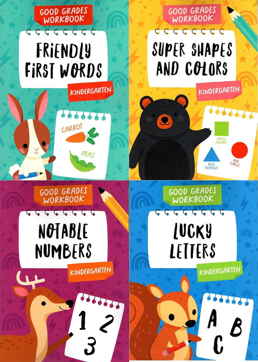 Good Grades Kindergarten - Numbers, Colors, Letters, Friendly First - Set of 4 Books - v10