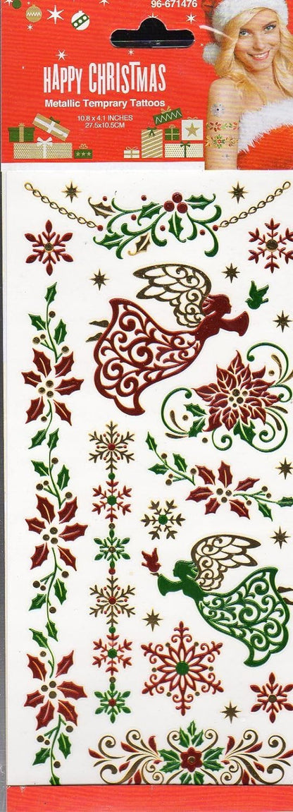 Nappy Christmas Metallic Temporary Tattoos - 1 sheet -v4