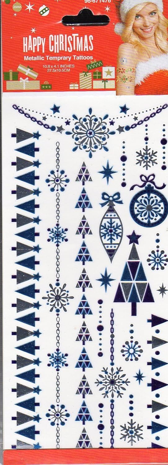 Nappy Christmas Metallic Temporary Tattoos - 1 sheet -v2