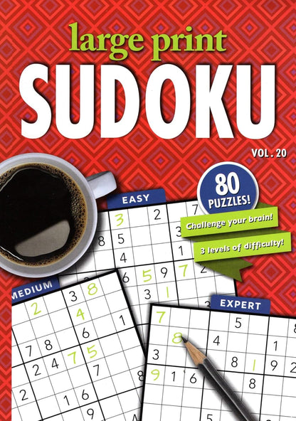 Large Print Sudoku Puzzle - Easy - Medium - Expert - Vol. 20 - 21 (Set of 2)
