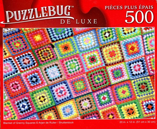 Blanket of Granny Squares - 500 Pieces Deluxe Jigsaw Puzzle