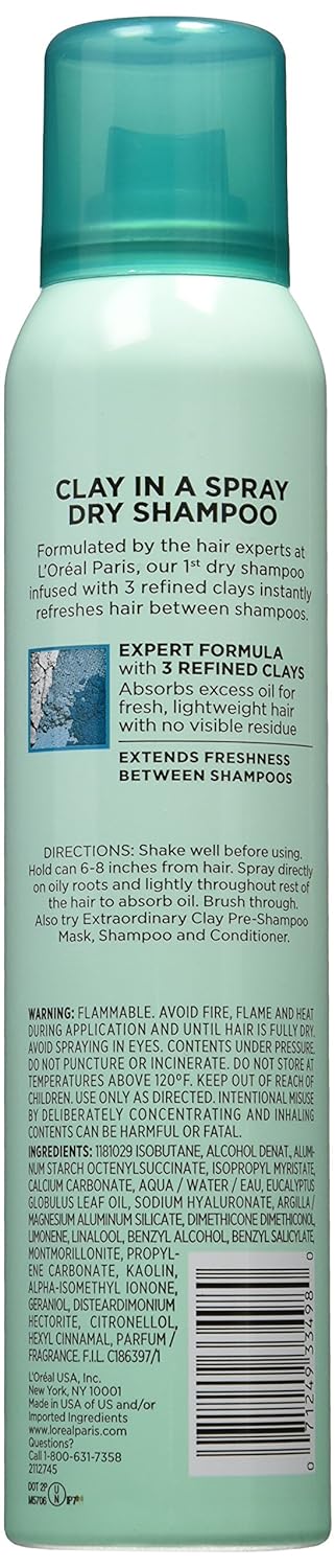 L'Oréal Paris Hair Expert Extraordinary Clay Dry Shampoo, 4 oz.(Set of 3)