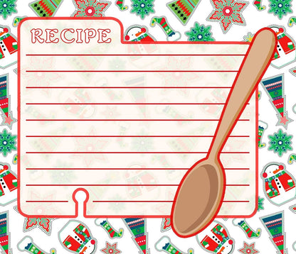 Christmas - Holiday Baking Kitchen Linen Set (6 Piece) - 2 Kitchen Towel, 2 Pot Holders, 1 Oven Mitt, 1 Magnetic Dry Erase Recipe Planner (Style 07)