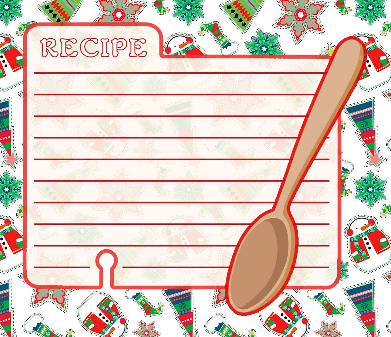 Christmas - Holiday Baking Kitchen Linen Set (6 Piece) - 2 Kitchen Towel, 2 Pot Holders, 1 Oven Mitt, 1 Magnetic Dry Erase Recipe Planner (Style 03)