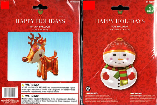 Christmas Happy Holiday Foil Balloons New Year Party (Set of 2 Pack) v2