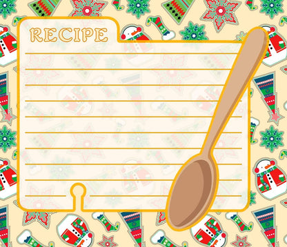 Christmas - Holiday Baking Kitchen Linen Set (6 Piece) - 2 Kitchen Towel, 2 Pot Holders, 1 Oven Mitt, 1 Magnetic Dry Erase Recipe Planner (Style 08)