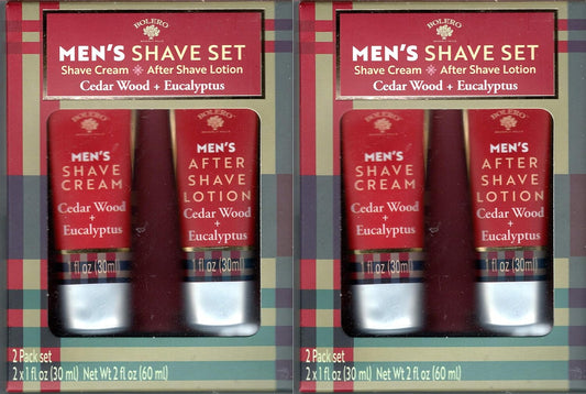 Cedar Wood + Eucalyptus Men's Shave and After Shave Lotion Cream 2 Pack Set Moisturize 2 x 1fl oz (30ml) (Set of 2 Pack)