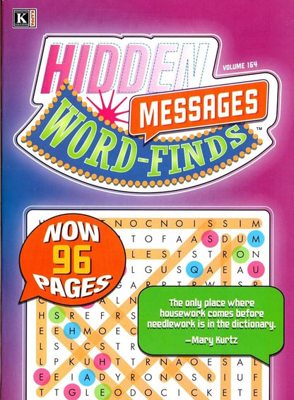 Large Print Hidden Message Word - Finds (All New Puzzles) - Vol.164 Now 96 Pages