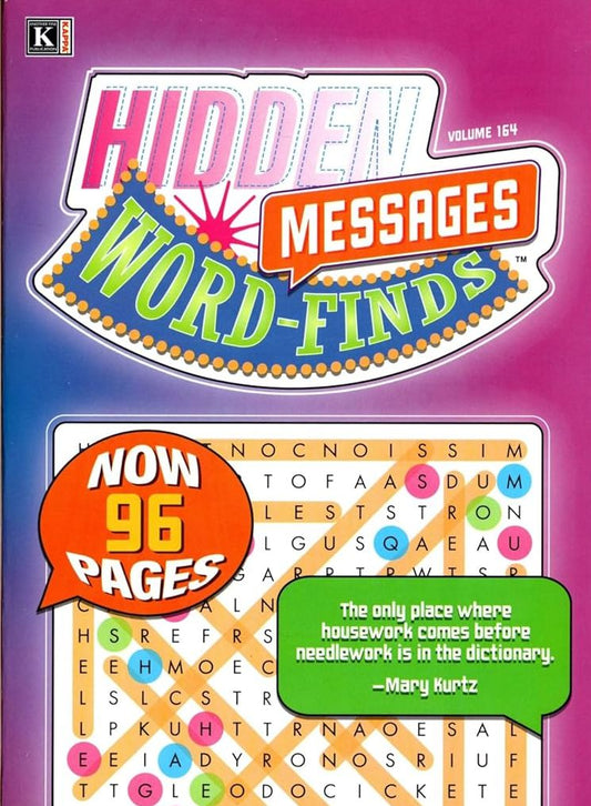 Large Print Hidden Message Word - Finds (All New Puzzles) - Vol.164 Now 96 Pages