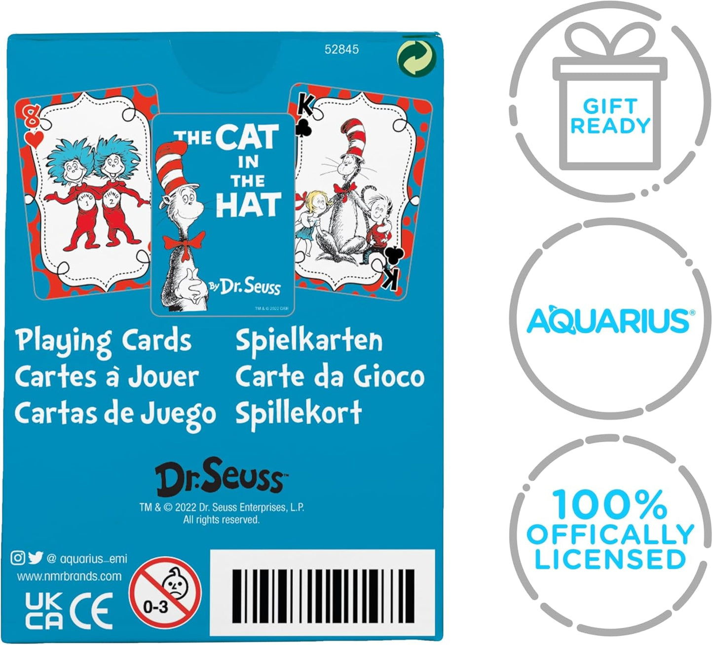 AQUARIUS Dr. Seuss Cat in The Hat - Playing Cards