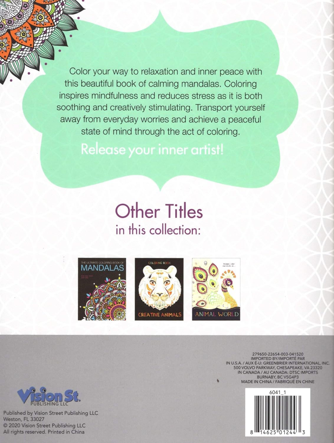 Stress Less Coloring Books of Mandalas Paperback Book