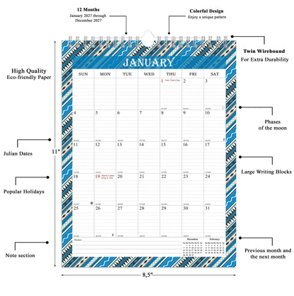 2027 Wall Calendar Spiral-Bound Twin-Wire Binding - 12 Months  11
