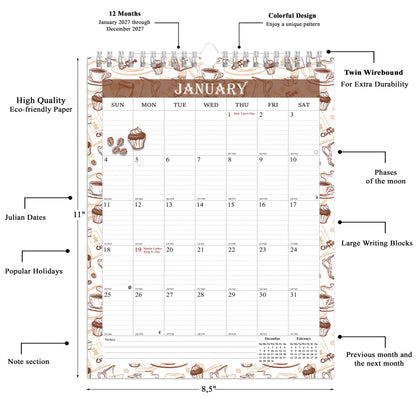 2027 Wall Calendar Spiral-Bound Twin-Wire Binding - 12 Months  10