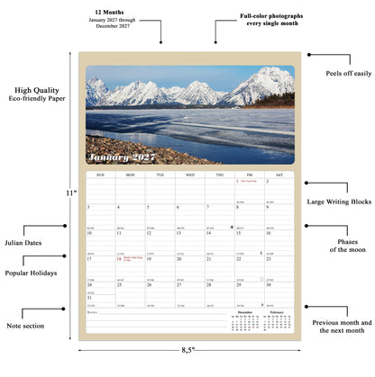 2026 - 2027 Calendar Magnetic Peel & Stick 18 Months 8.5" x 11" National Parks