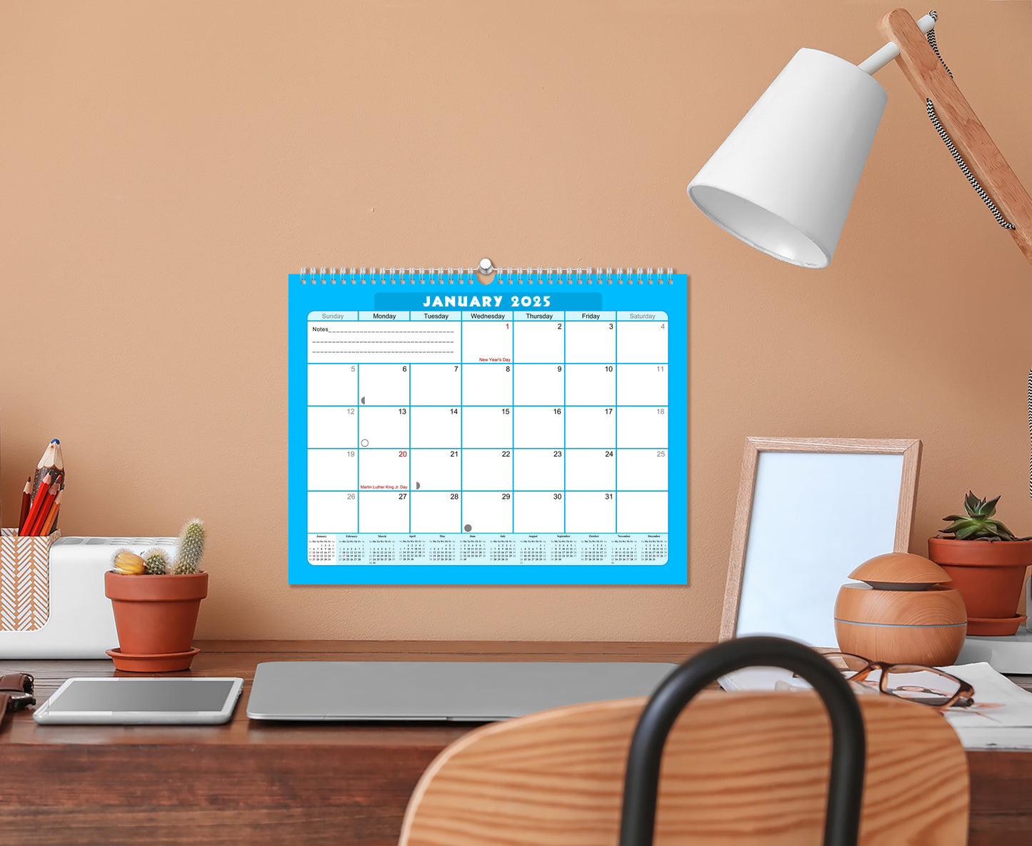 2024-2025 Monthly Spiral-Bound Wall / Desk Calendar - Desktop / Wall Blotter Calendar / Planner - (Edition #07)