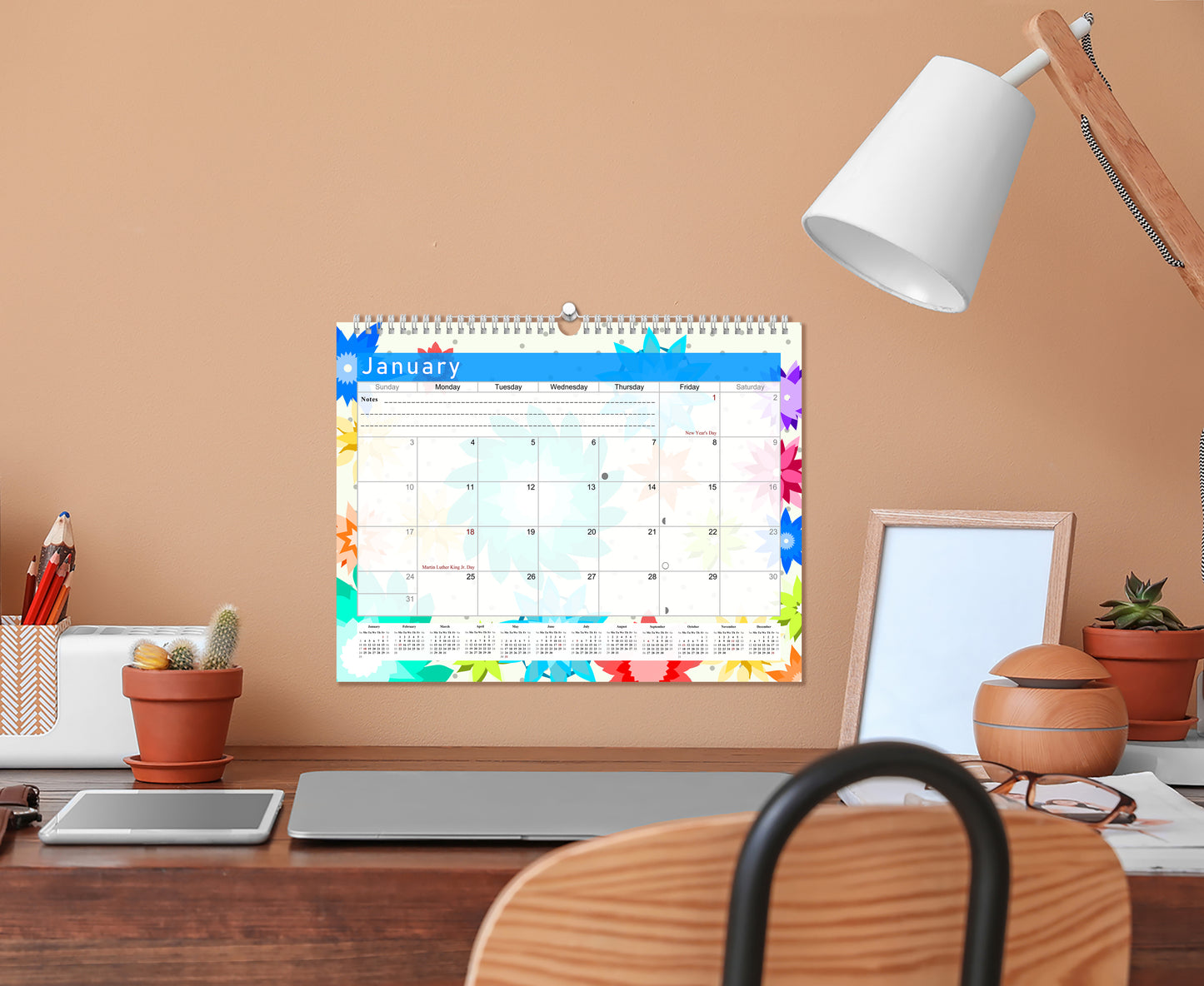 2026-2027 Monthly Spiral-Bound Wall / Desk Calendar -  Desktop / Wall Blotter Calendar / Planner - (Edition #01)