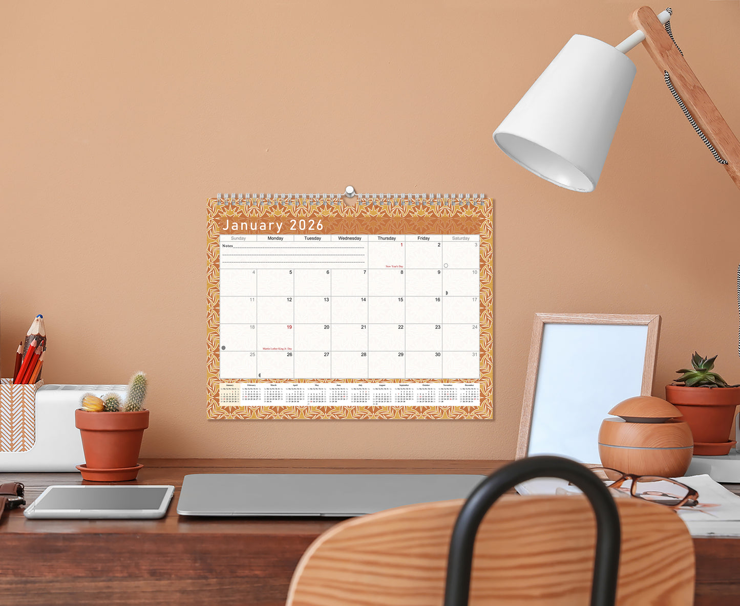 2025-2026 Monthly Spiral-Bound Wall / Desk Calendar - Desktop / Wall Blotter Calendar / Planner - (Edition #25)
