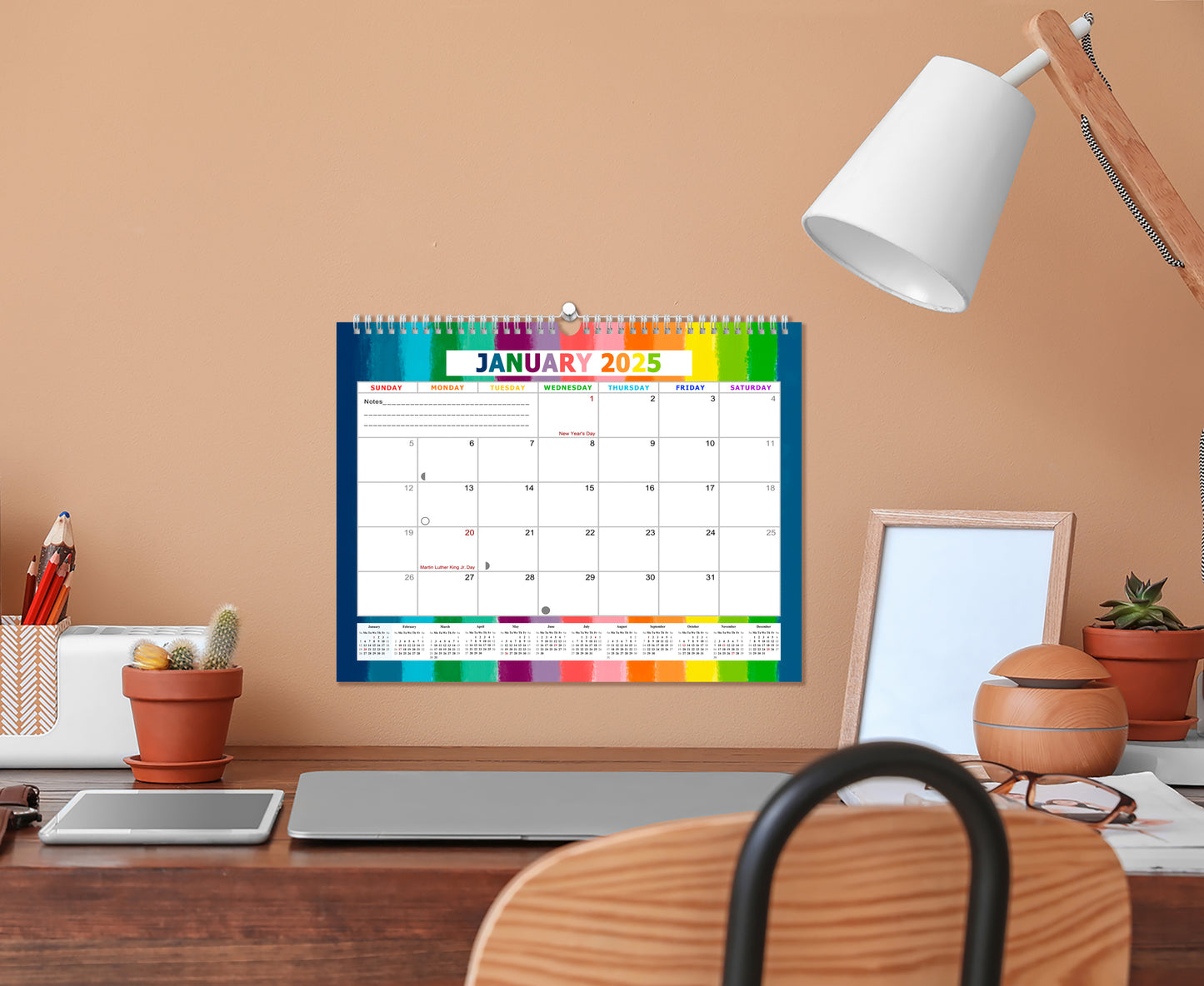 2024-2025 Monthly Spiral-Bound Wall / Desk Calendar - Desktop / Wall Blotter Calendar / Planner - (Edition #27)