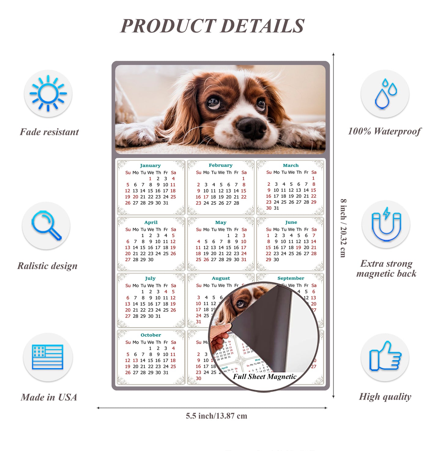 2026 Magnetic Calendar - Today is My Lucky Day (Fade, Tear, and Water Resistant)- Dogs Themed 01