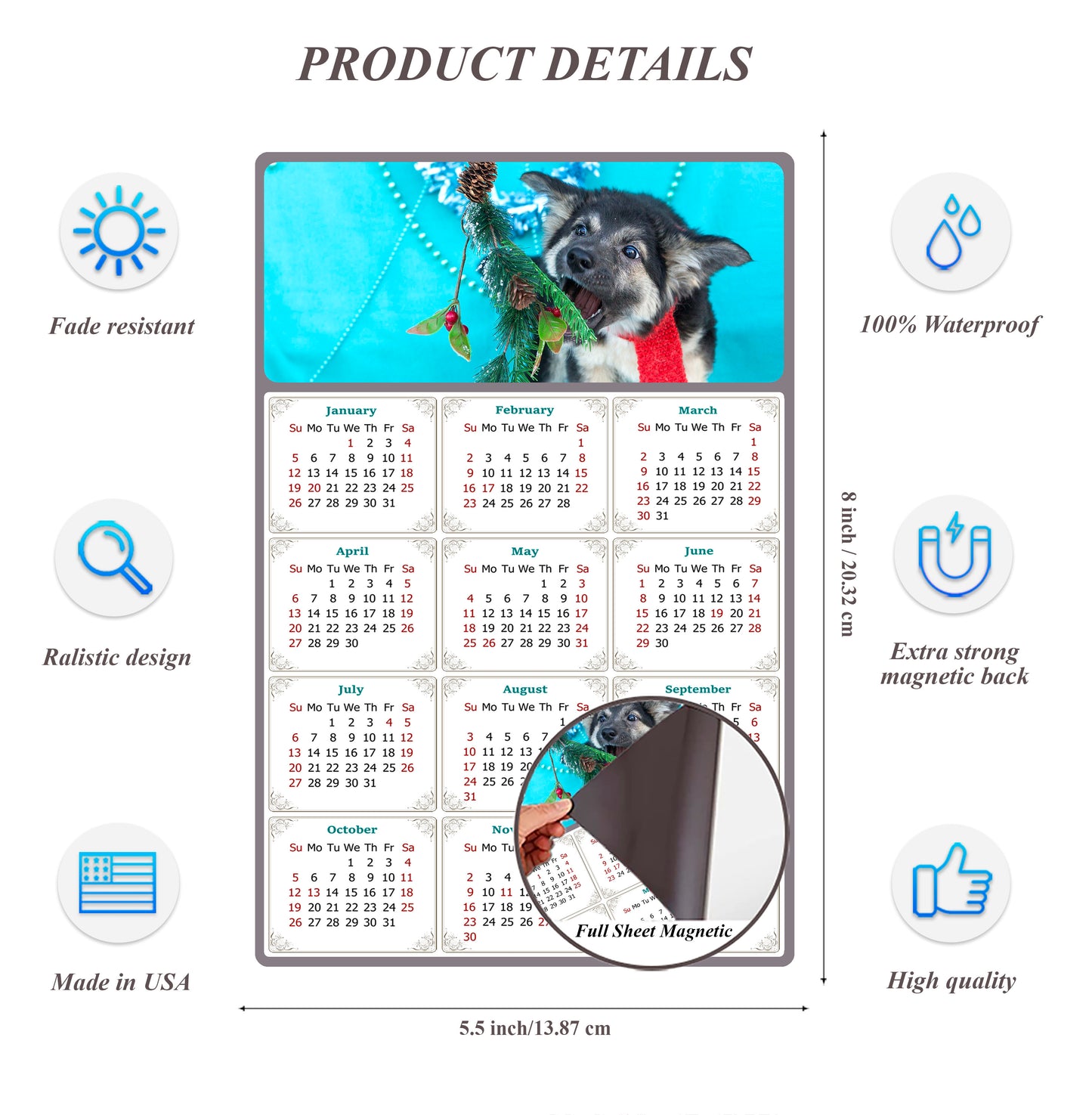 2026 Magnetic Calendar - Today is My Lucky Day (Fade, Tear, and Water Resistant)- Dogs Themed 020