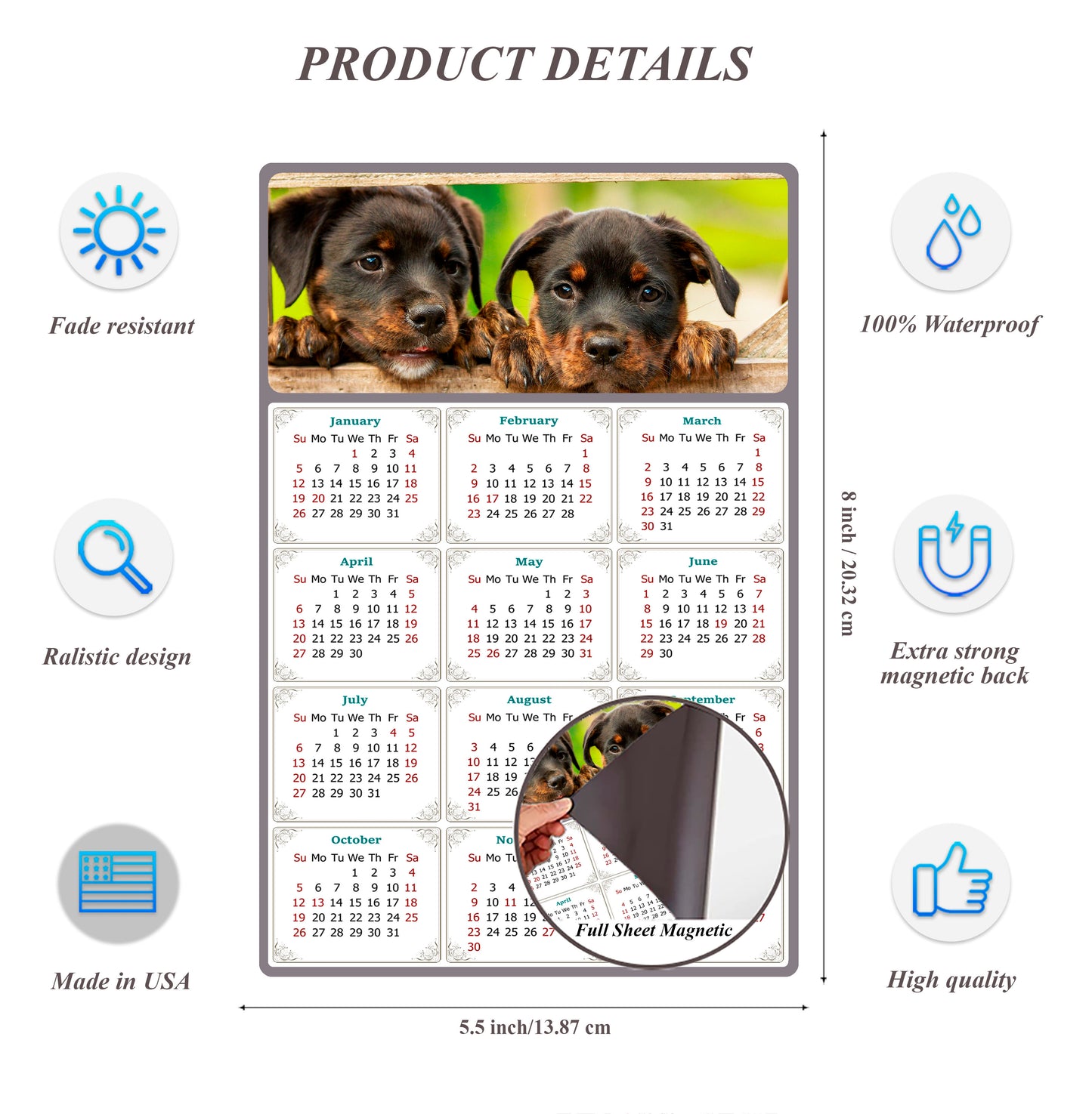 2026 Magnetic Calendar - Today is My Lucky Day (Fade, Tear, and Water Resistant)- Dogs Themed 04