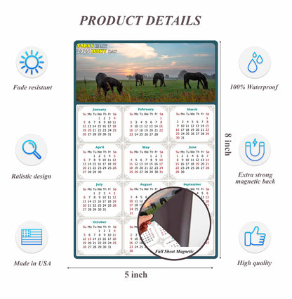 2025 Magnetic Calendar - Calendar Magnets - Today is my Lucky Day - (Fade, Tear, and Water Resistant) - Horses Themed 04