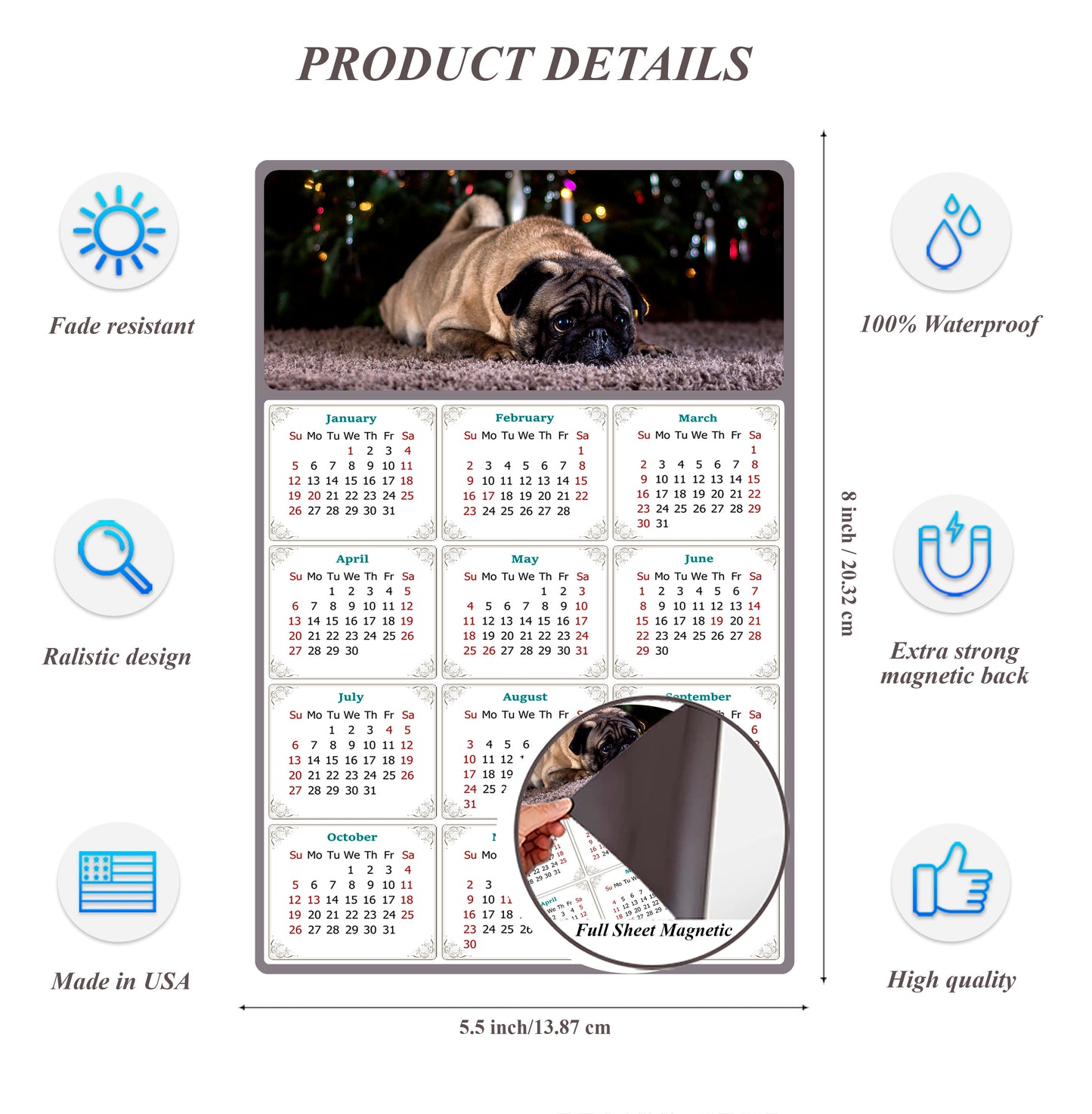 2026 Magnetic Calendar - Today is My Lucky Day (Fade, Tear, and Water Resistant)- Dogs Themed 02