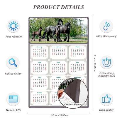 2026 Magnetic Calendar - Calendar Magnets - Today is my Lucky Day - (Fade, Tear, and Water Resistant) - Horses Themed 05
