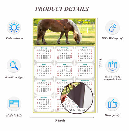 2025 Magnetic Calendar - Calendar Magnets - Today is my Lucky Day - (Fade, Tear, and Water Resistant) - Horses Themed 016
