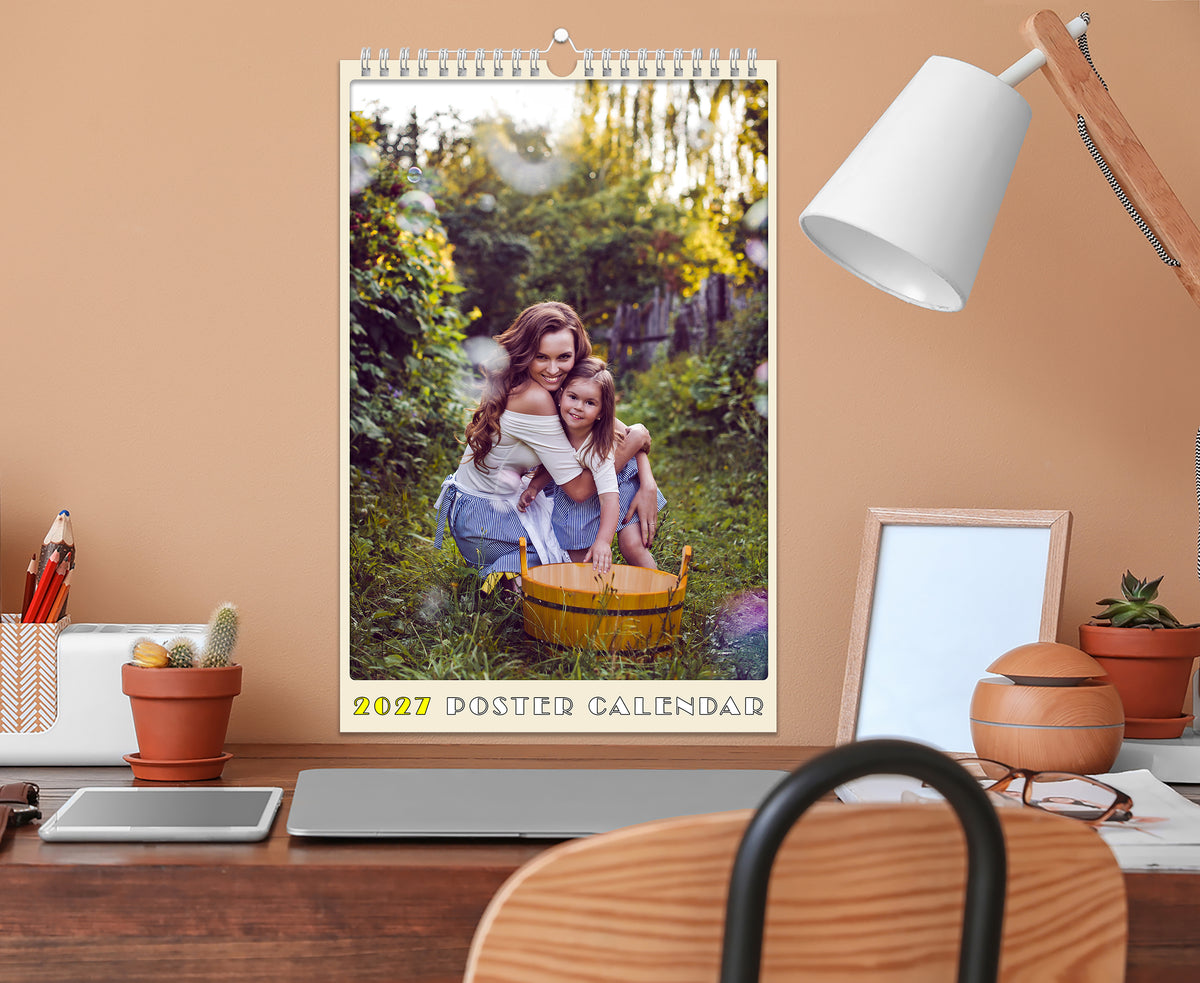 Personalized Custom 2027 Wall Calendar Spiral-bound (Add Your Photos) - 12 Months Desktop/Wall Calendar/Planner - Premium Quality (Large 11'' x 17" Made in USA)
