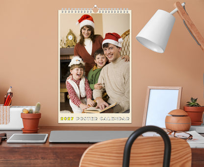 Personalized Custom 2027 Wall Calendar Spiral-bound (Add Your photo) - 12 Months Desktop/Wall Calendar/Planner - Premium Quality (Large 11'' x 17") For Vertical Photo Layout - Made in USA
