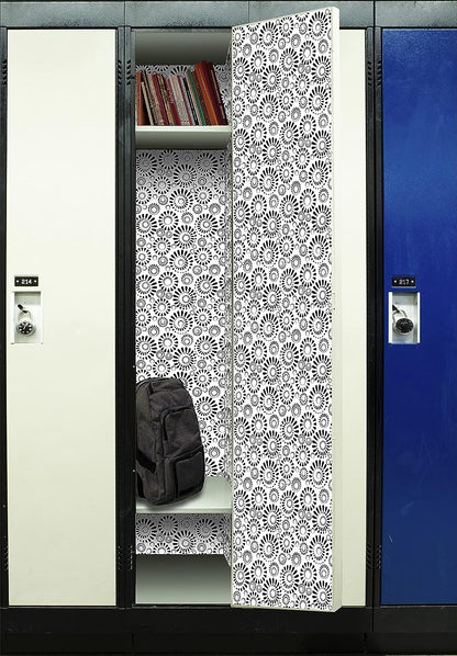 Deluxe School Locker Magnetic Wallpaper (Full sheet Magnetic) - Full Cover Standard Half Lockers - Trimmable, Easy Install, Remove & Reuse - Pack of 12 Sheets - Black and White vr67)