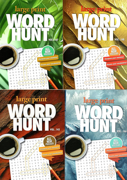 Large Print Word Hunt - All New Puzzles - Vol.145-148 (Set of 4)