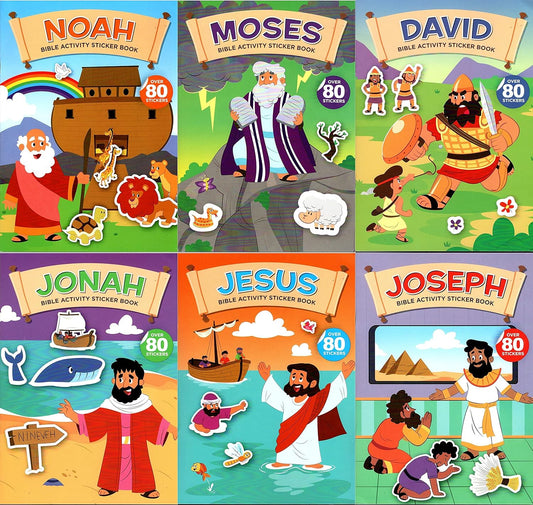 Jonah, Noah, Moses, Joseph, Jesus, David - Sticker Book Over 80 Stickers